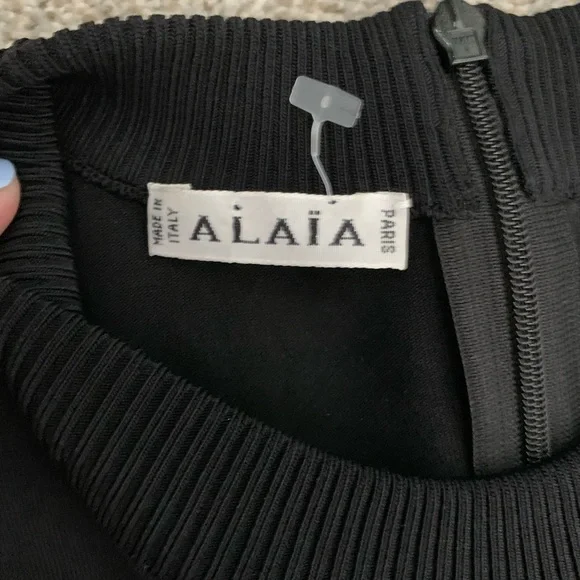 ALAIA Black Body Con Dress with Flowy Skirt. - Picture 9 of 9